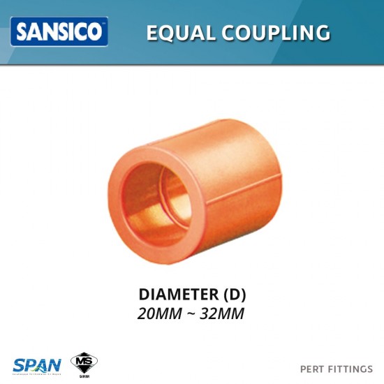Sansico Fittings PEC20 Equal Coupling 20MM (D)