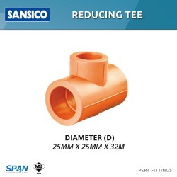 Sansico Fittings PRT25.25.32 Reducing Tee 25MM x 25MM x 32MM