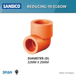 Sansico Fittings P90RE32.20 Reducing 90 Elbow 32MM x 20MM 