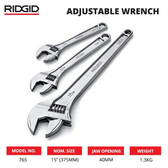 Ridgid 765 Adjustable Wrench 15" (375MM)