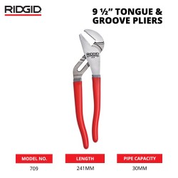 Ridgid 709 Tongue & Groove Pliers 9 ½”  (241MM)
