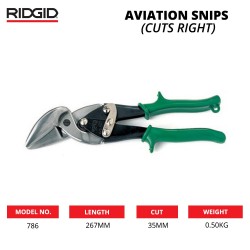 Ridgid 786 Aviation Snips (Cuts Right)