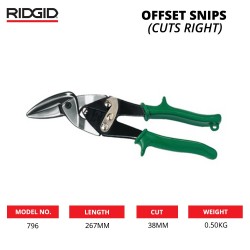 Ridgid 796 Offset Snips (Cuts Right)
