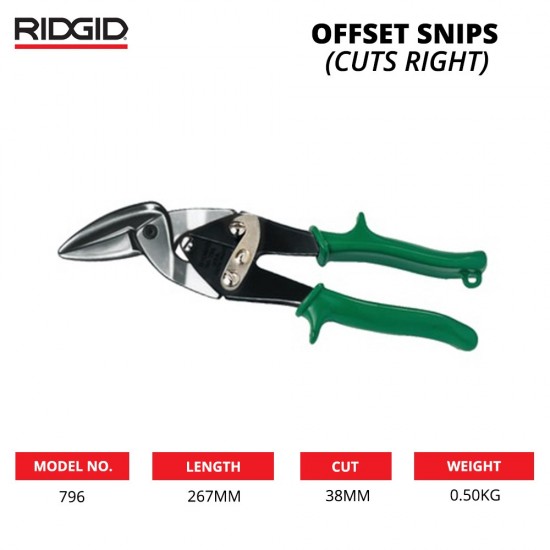Ridgid 796 Offset Snips (Cuts Right) Ridgid 796 Offset Snips (Cuts Right)