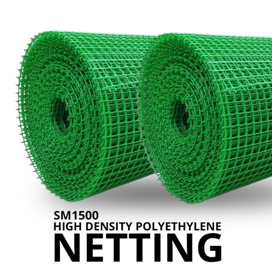 SM1500 High Density Polyethylene Netting 15MM Square Mesh 3.0MM (T) x 1M (W) x 25M (L) SM1500 High Density Polyethylene Netting 15MM Square Mesh 3.0MM (T) x 1M (W) x 25M (L)