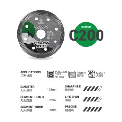 Uniwolf C200 Premium Diamond Blade Porcelain Tile/Granite/Marble Supreme Blade Cutting Disc 4"/105MM