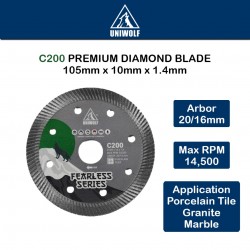 Uniwolf C200 Premium Diamond Blade Porcelain Tile/Granite/Marble Supreme Blade Cutting Disc 4"/105MM