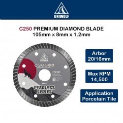Uniwolf C250 Premium Diamond Blade Porcelain Tile Supreme Blade Cutting Disc 4"/105MM