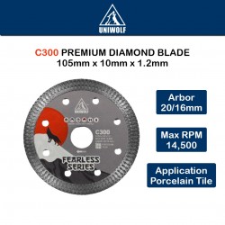 Uniwolf C300 Premium Diamond Blade Porcelain Tile Supreme Blade Cutting Disc 4"/105MM