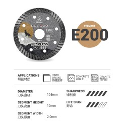 Uniwolf E200 Premium Diamond Blade Concrete/Granite/Hard Bricks Supreme Blade Cutting Disc 4"/105MM