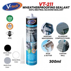 V-Tech VT-211 Weatherproofing Sealant 100% Neutral Silicone Sealant 300ML - Matte Black/ Matte Grey/ Matte White