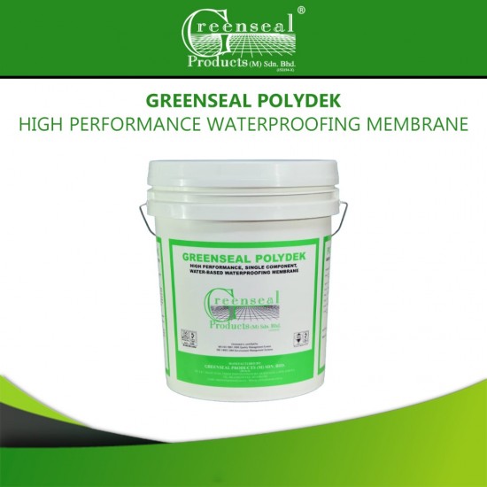 Greenseal Polydek High Performance, Single Component, Water-Based Waterproofing Membrane 5L (Grey/White)