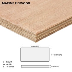 Marine Plywood Grade AA 7-Ply 12MM (T) x 1220MM (W) x 2440MM (L)