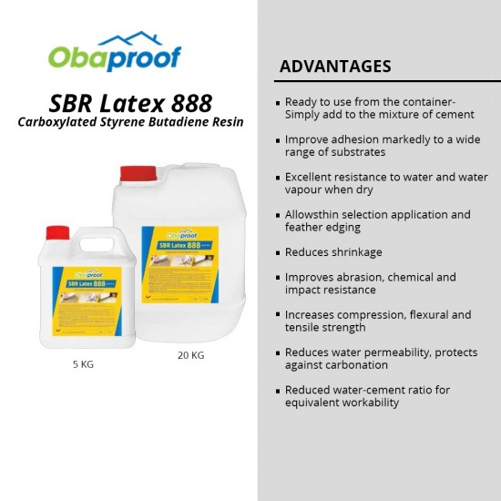 Obaproof SBR Latex 888 Carboxylated Styrene Butadiene Resin 20KG