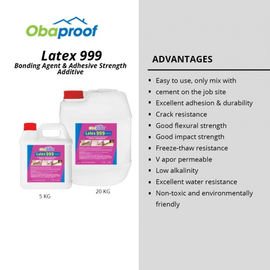 Obaproof Latex 999 Bonding Agent & Adhesive Strength Additive 20KG