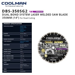 Coolman DBS-350SG2 Dual Bond System Laser Welded Saw Blade Premium 350MM (14")