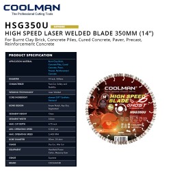Coolman HSG350U High Speed Laser Welded Blade Supreme 350MM (14")