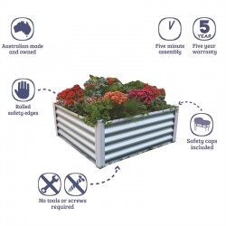 Bunnings The Organic Garden Co #3318228 100 x 100 x 30cm Zincalume Square Raised Garden Bed