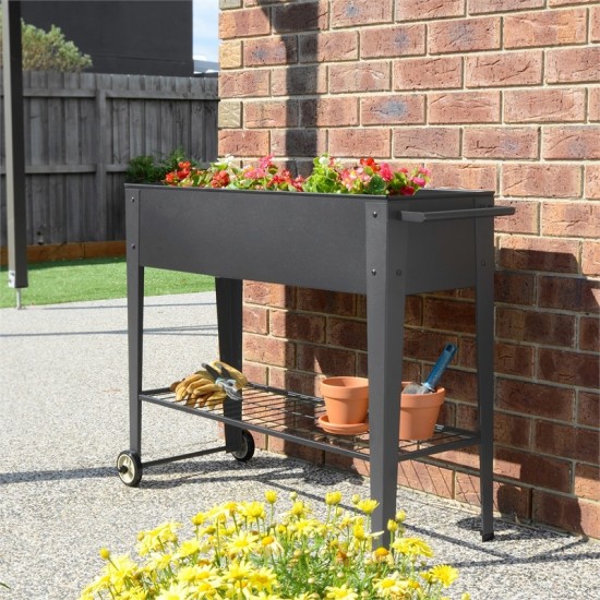Bunnings Pinnacle #3321764 950 x 350 x 800mm Charcoal Raised Mobile Garden Planter Bunnings Pinnacle #3321764 950 x 350 x 800mm Charcoal Raised Mobile Garden Planter