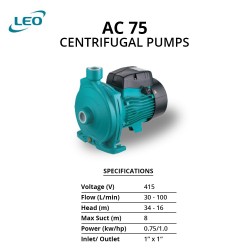 Leo AC 75 Stainless Steel 304 Centrifugal Pump 0.75KW 1.0HP 