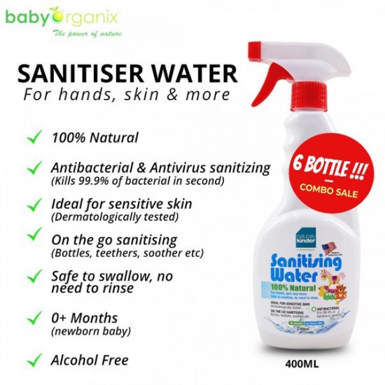 [Ready To Ship] Baby Organix Naturally Kinder Sanitising Water 400ML (6 BTLS)