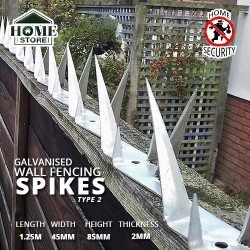 [Type 2] Home Store Galvanised/Stainless Steel Security Wall Fencing Spikes 1.25M (L) x 45MM (W) x 85MM (H) x 2MM (T)