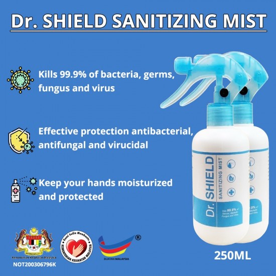 Dr. Shield Sanitizing Mist Spray 250ML (2 BOTTLES) Dr. Shield Sanitizing Mist Spray 250ML (2 BOTTLES)