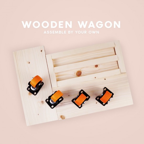 [Pre-Assembled] Children Wooden Wagon with 2-in-1 Push Cart Trolley & Push Walker Functions