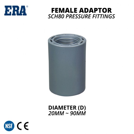 ERA NPT/BSPT SCH80 Pressure Fittings US8011 Female Adaptor 1" - 32MM