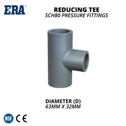 ERA NPT/BSPT SCH80 Pressure Fittings US8T02 Reducing Tee 2" x 1" - 63MM x 32MM