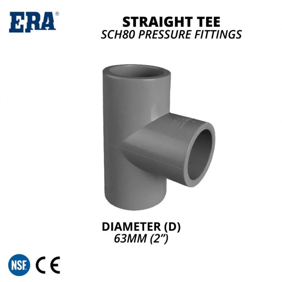 ERA NPT/BSPT SCH80 Pressure Fittings US8T01 Straight Tee 2" - 63MM