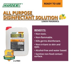 Hardex All Purpose Disinfectant Solution Lemon Fragrance (Ready To Use) 5 Litres