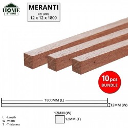 Home Store Meranti Wood Timber Smooth Planed Surfaced Four Sides (S4S) 12MM (T) x 12MM (W) x 1800MM (L) - 10PCS