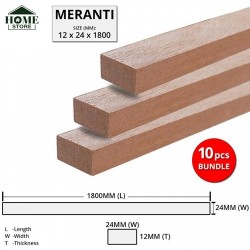 Home Store Meranti Wood Timber Smooth Planed Surfaced Four Sides (S4S) 12MM (T) x 24MM (W) x 1800MM (L) - 10PCS