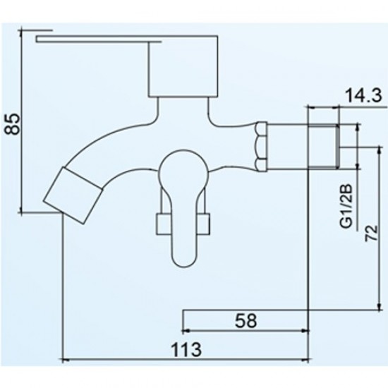VIP 2222 Stainless Steel Two-way Bibtap c/w Nozzle 1/2" (D) VIP 2222 Stainless Steel Two-way Bibtap c/w Nozzle 1/2" (D)