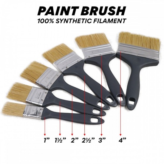 Paint Brush (Berus Cat) 100% Synthetic Filament With Stainless Steel Ferrule & Plastic Handle 1''/ 1½''/ 2''/ 2½''/ 3''/ 4''