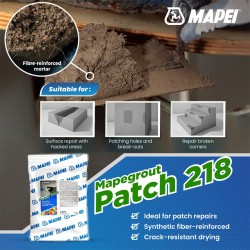 Mapei Mapegrout Patch 218 General Purpose, Shrinkage-controlled, Fibre-reinforced, Patch Repair Mortar 5KG (Grey)