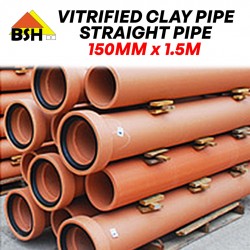 BSH Vitrified Clay Pipes (VCP) Straight Pipe 150MM (DIA) x 1.5M (L)