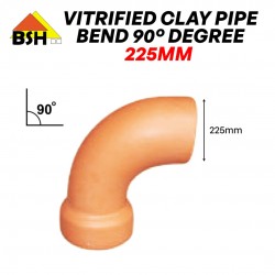 BSH Vitrified Clay Pipes (VCP) Bend 90° Degree 225MM (DIA)