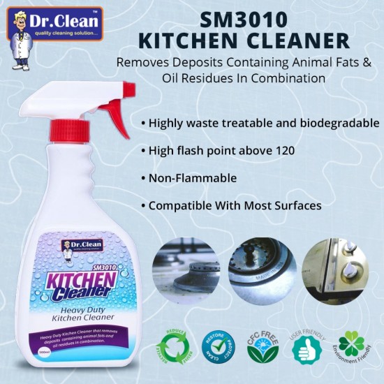 Dr Clean SM3010 Kitchen Cleaner Removes Deposits Containing Animal Fats & Oil Residues In Combination 500ML