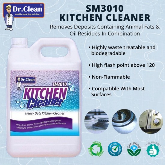 Dr Clean SM3010 Kitchen Cleaner Removes Deposits Containing Animal Fats & Oil Residues In Combination 5L Dr Clean SM3010 Kitchen Cleaner Removes Deposits Containing Animal Fats & Oil Residues In Combination 5L