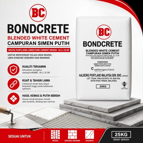 Bondcrete Blended White Cement/Simen Putih 25KG Bondcrete Blended White Cement/Simen Putih 25KG