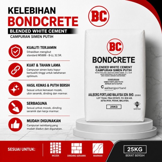 Bondcrete Blended White Cement/Simen Putih 25KG Bondcrete Blended White Cement/Simen Putih 25KG