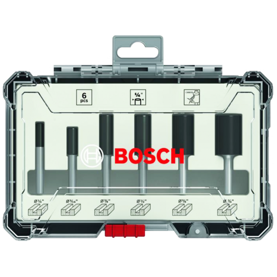 Bosch Straight Router/Trimmer Bit Set 1/4" Shank 6PCS (2607017467)