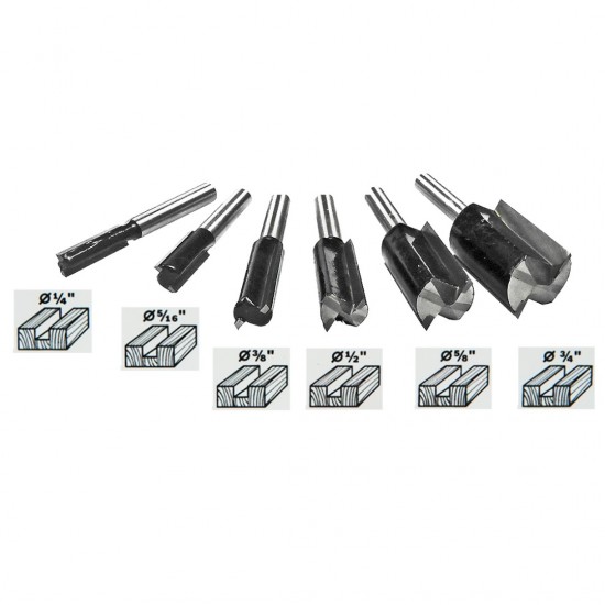 Bosch Straight Router/Trimmer Bit Set 1/4" Shank 6PCS (2607017467)