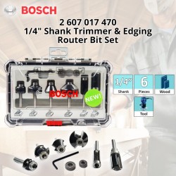 BOSCH Trimmer & Edging Router Bit Set 1/4" Shank 6PCS (2607017470)