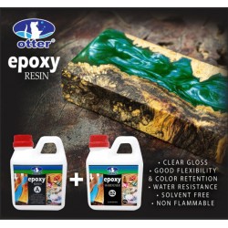 Otter Epoxy Resin Slow Drying Two Parts (A: Resin 1KG + B2: Hardener 0.3KG) Water Clear Based Adhesive 1.3KG 