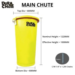 Durachute 600 Main Chute 600MM (D) x 1M (H) C/W 2x 1.2M Link Chain 