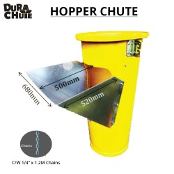 Durachute 600 Hopper Chute with Hopper Steel 600MM (D) x 1M (H) C/W 2x 1.2M Link Chain 