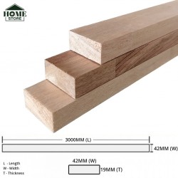 Home Store Meranti Wood Timber Smooth Planed Surfaced Four Sides (S4S) Finger Joint 19MM (T) x 42MM (W) x 3000MM (L)